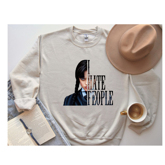 Wednesday Adams Shirt, I hate people Sweatshirt, Addams New 2022 TV Series - Picture 1 of 3